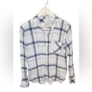 Rails Charli Pacific White Button Down Plain Shirt Size Small